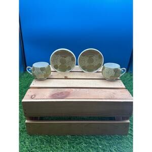Vintage Kutani Japanese Tea Cups and Saucers - Set of 2